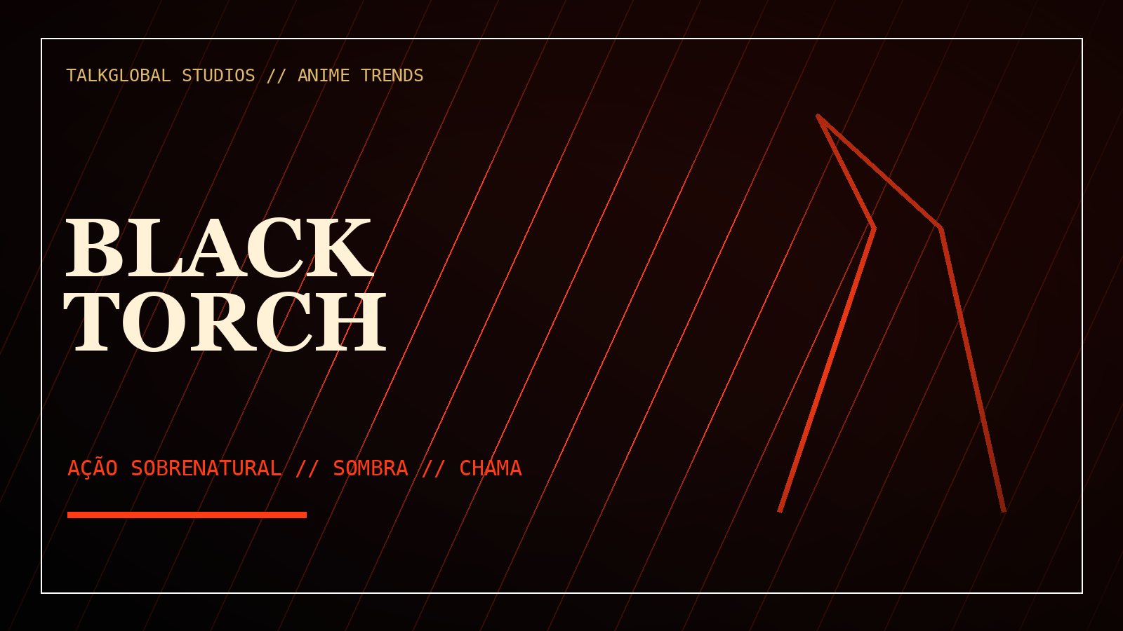 Composição editorial fiel de Black Torch com energia de ação sobrenatural, contraste preto e vermelho e título em destaque, sem personagem inventado.