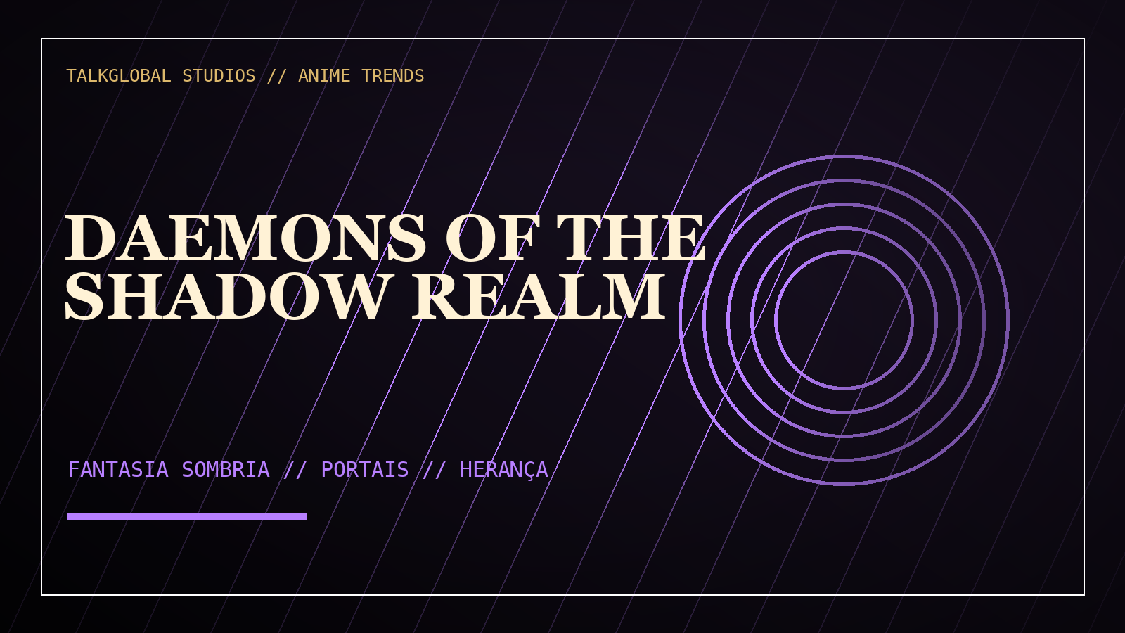 Composição editorial fiel de Daemons of the Shadow Realm com sombras, portal e fantasia sombria, sem personagem inventado.