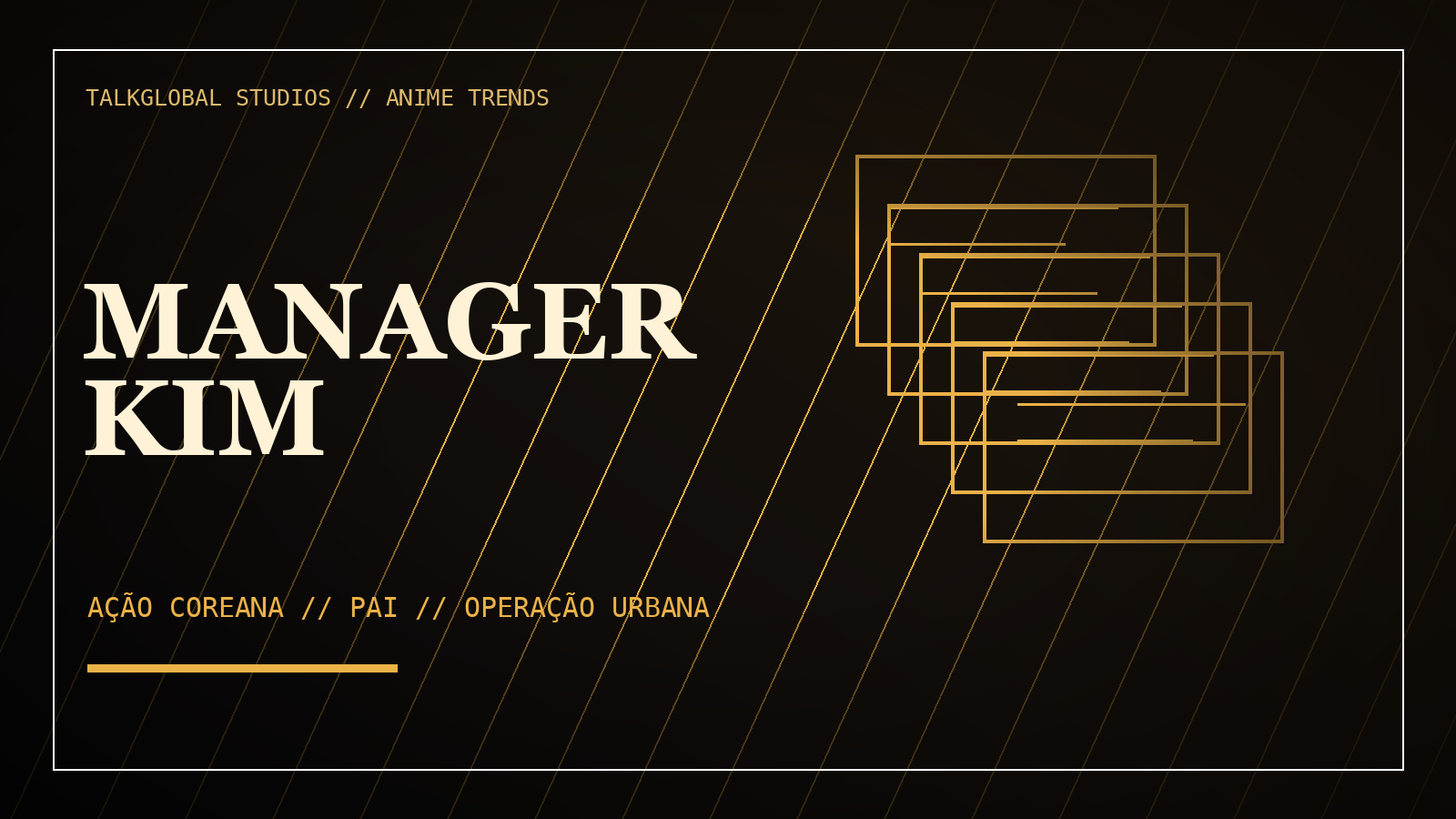 Composição editorial fiel de Manager Kim com atmosfera urbana de ação coreana, documentos táticos e contraste dramático, sem personagem inventado.