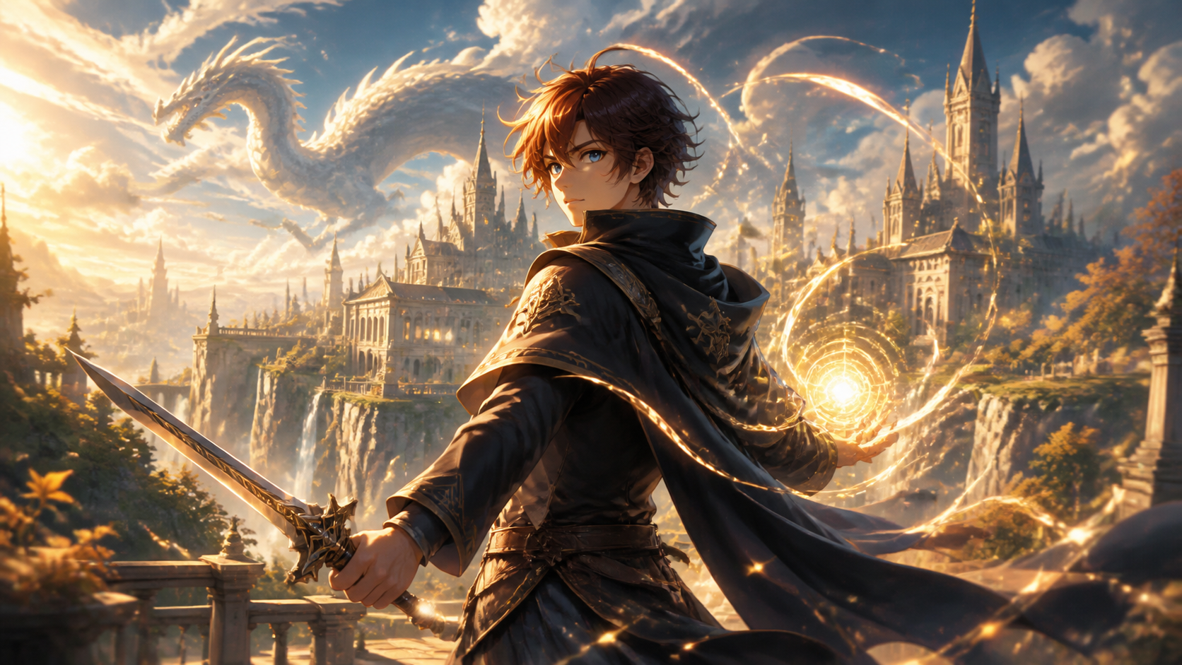 Arte oficial de The Beginning After The End com protagonista em destaque, atmosfera épica e visual premium.