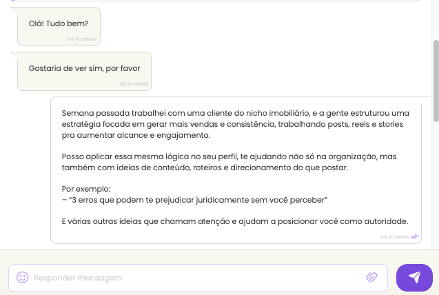 Exemplo de uma das primeiras propostas enviadas com apoio de inteligência artificial.