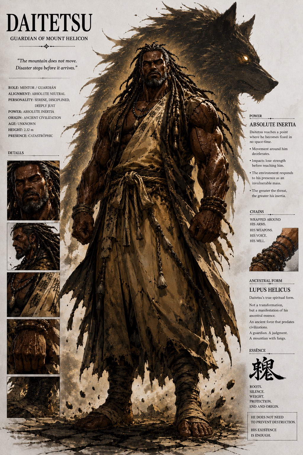Dossiê visual oficial de Daitetsu em HESIDIO
