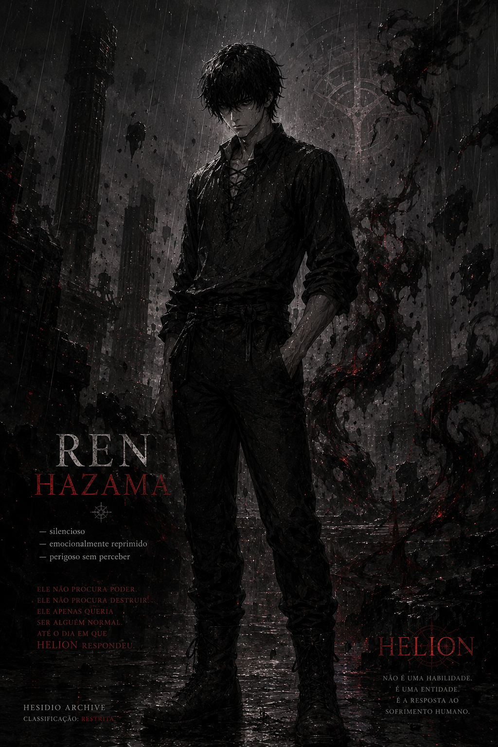 Dossiê visual oficial de Ren Hazama em HESIDIO